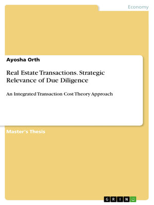 cover image of Real Estate Transactions. Strategic Relevance of Due Diligence